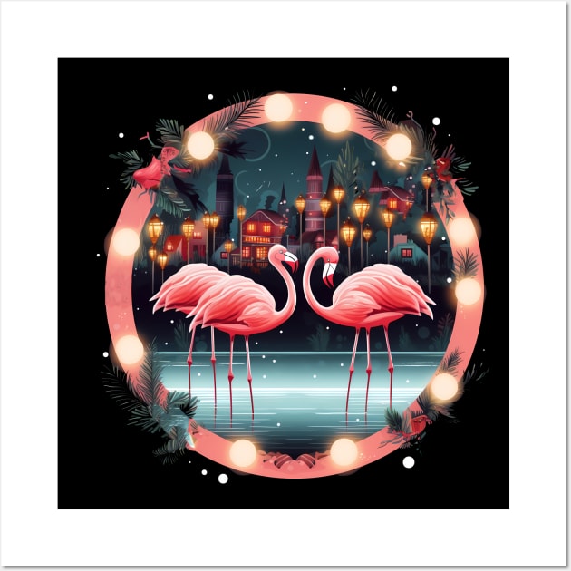 Flamingo Flock Sunset, Love Flamingos Wall Art by dukito